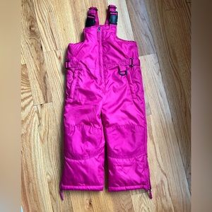 Cherokee Girls Bright Pink Ski Bib Snow Pants w/ Reinforced Knee Toddler Size 2T